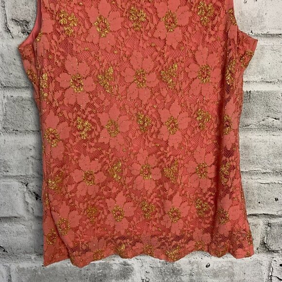 Y2K Vintage Jessica Sheer Sparkly Lace Babydoll Tank Top Blouse - Picture 8 of 15